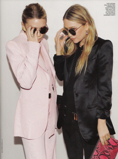 Mary Kate and Ashley Olsen in suits